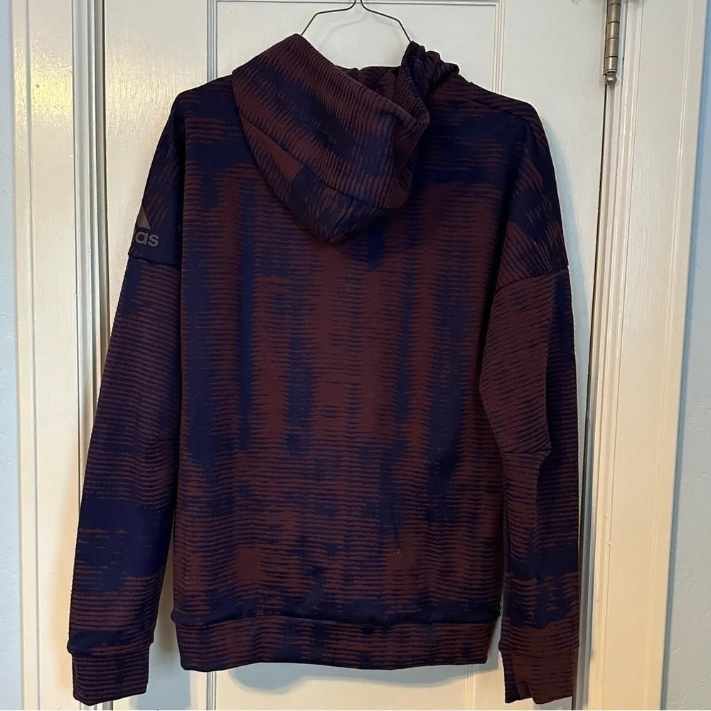 Adidas Z. N. E. Pulse Jacquard Hoodie Burgundy Size XL
